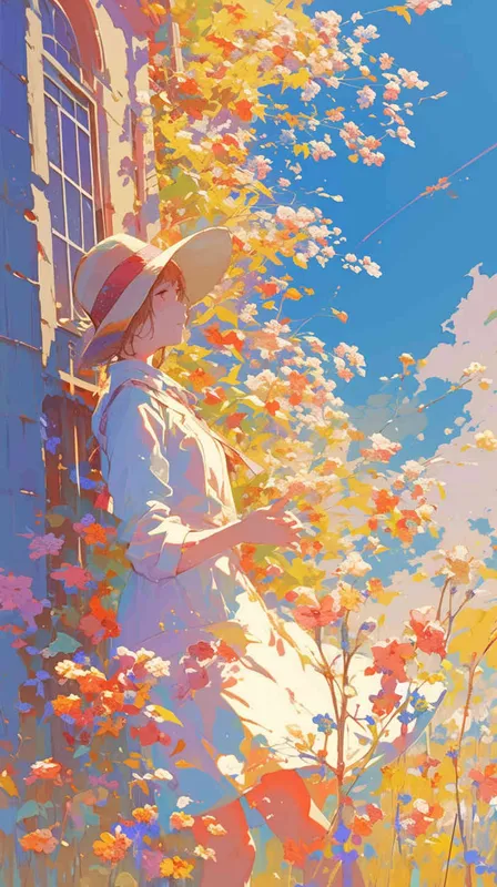 阳关明媚的校园里,小女孩茁壮成长 - AI绘画作品展示 | Midjourney中文版生成