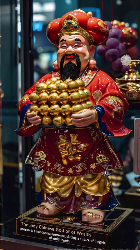 潮流中式财神，帅气，手里抱着元宝 - style3部分
