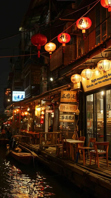 泊船近酒家的生活氛围
第二句“夜泊秦淮近酒家”转换到了作者的所在，夜舟靠近酒家，那里灯火通明，人声鼎沸，与第一句的静谧形成对比，体现出秦淮河的繁华和生活的热闹。 - style3部分