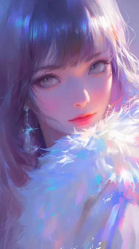  a girl,In the style of anime, with a cute art style, soft lighting, detailed facial expressions, and a focus on the white fur texture. - style1部分