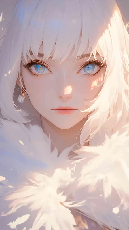  a girl,In the style of anime, with a cute art style, soft lighting, detailed facial expressions, and a focus on the white fur texture. - style3部分