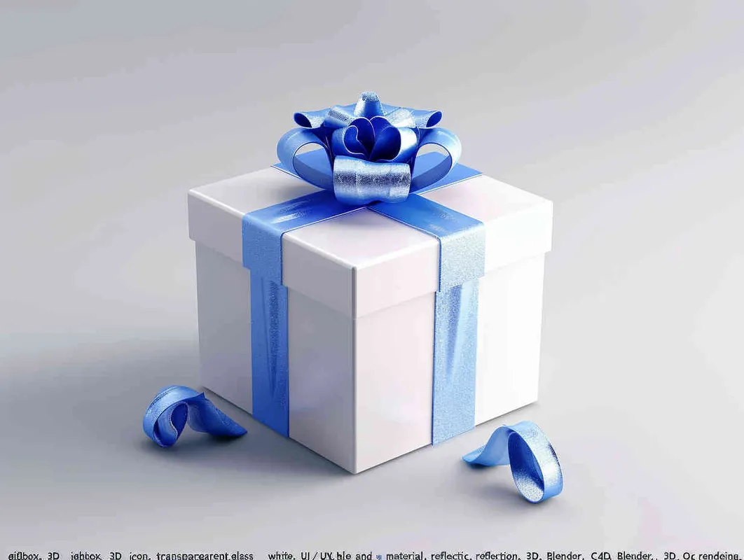 giftbox,slightlyopen,3dicon,uiUX,blueandwhite,transparentfrostedglassmaterial,reflection,3d,blender,C4D,Ocrendering,Isometri.lightbackground - style2部分