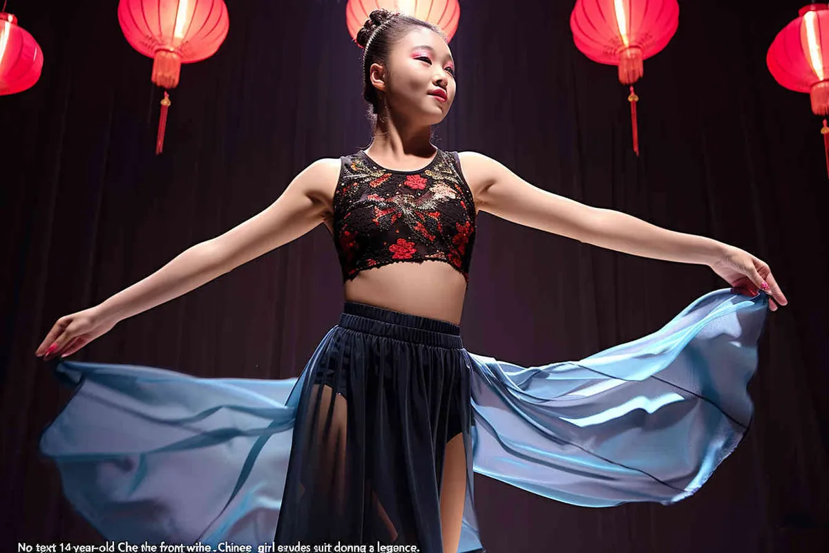 No text!!!!!!!!!!!!!!!!, a 14-year-old Chinese girl, face directly into the front, elegantly adorned in a jazz suit, dances with grace on a grand stage, with spot light, As she captivates the audience, every flawless movement is beautifully captured through the lens of a Canon 85mm f1.2 camera, high quality, high res, 8k, raw, photo reliastic - style4部分