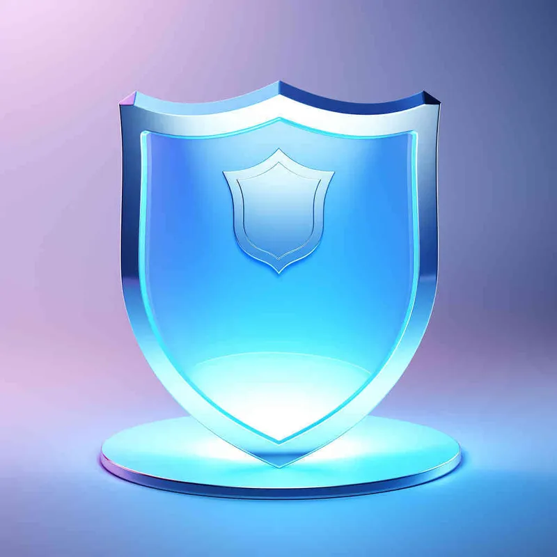 A 3D Shield lcon,Blue Gradient,Frosted Glass,Transparent Sense Of Science And Technology,Ultra-Minimalist Appearance,Bright Color,Studio Lighting,Blue And White Background,lndustrial Design, A Wealth Of Details, Ultra High Definition,Dribble,Pinterest,Ray Tracing,lsometric View,Blender,C4d,Oc Renderer,High Quality,16K - style3部分