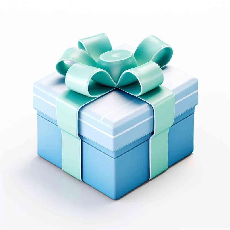 Gift Box,3D lcon,Clay,Cartoon,Nintendo,Lovely,Smooth,Luster,Blue And Green Gradient Color,White Background,The Highest Detail,The Best Quality,lsometric View,HD - style2部分