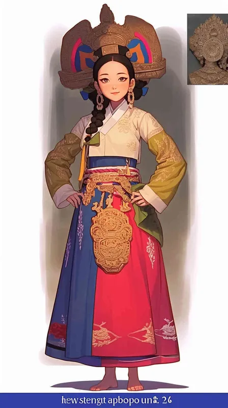 使用泰国服饰生成一个动漫人物形象，韩式插画风格 - style1部分