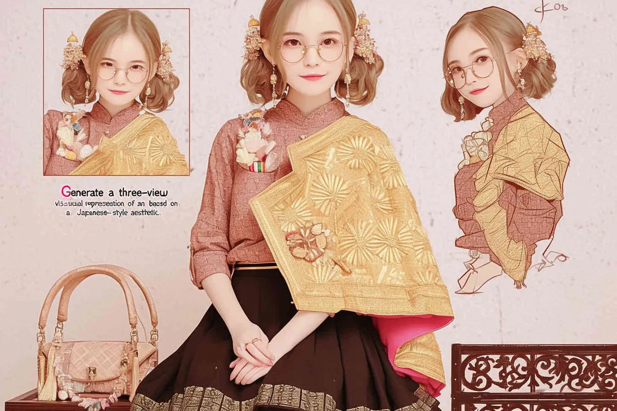 按照图片生成一个IP形象三视图，可爱的，日式插画风格 - style3部分