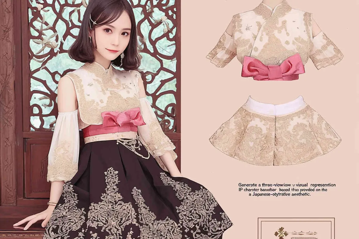 按照图片生成一个IP形象三视图，可爱的，日式插画风格 - style4部分