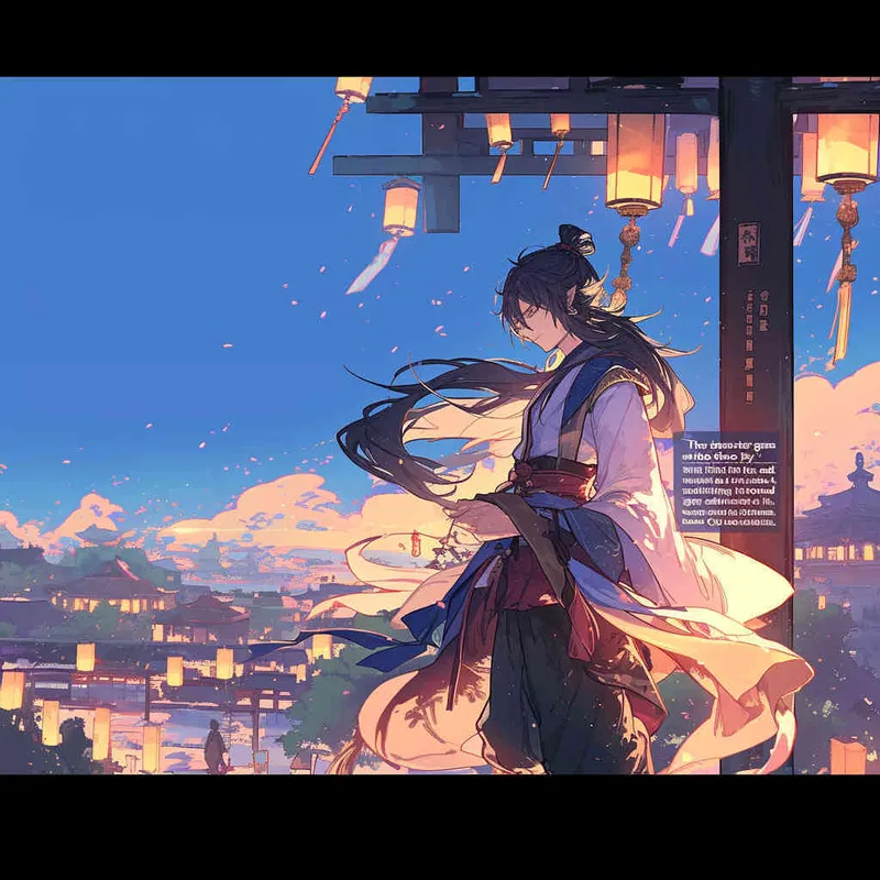 人物在抬头看天空，背影，仰视，服饰一样，中国古代 - style2部分